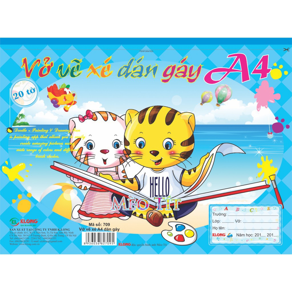 Vở vẽ Klong A4 xé - 20 tờ; MS 709 - khách sỉ ib