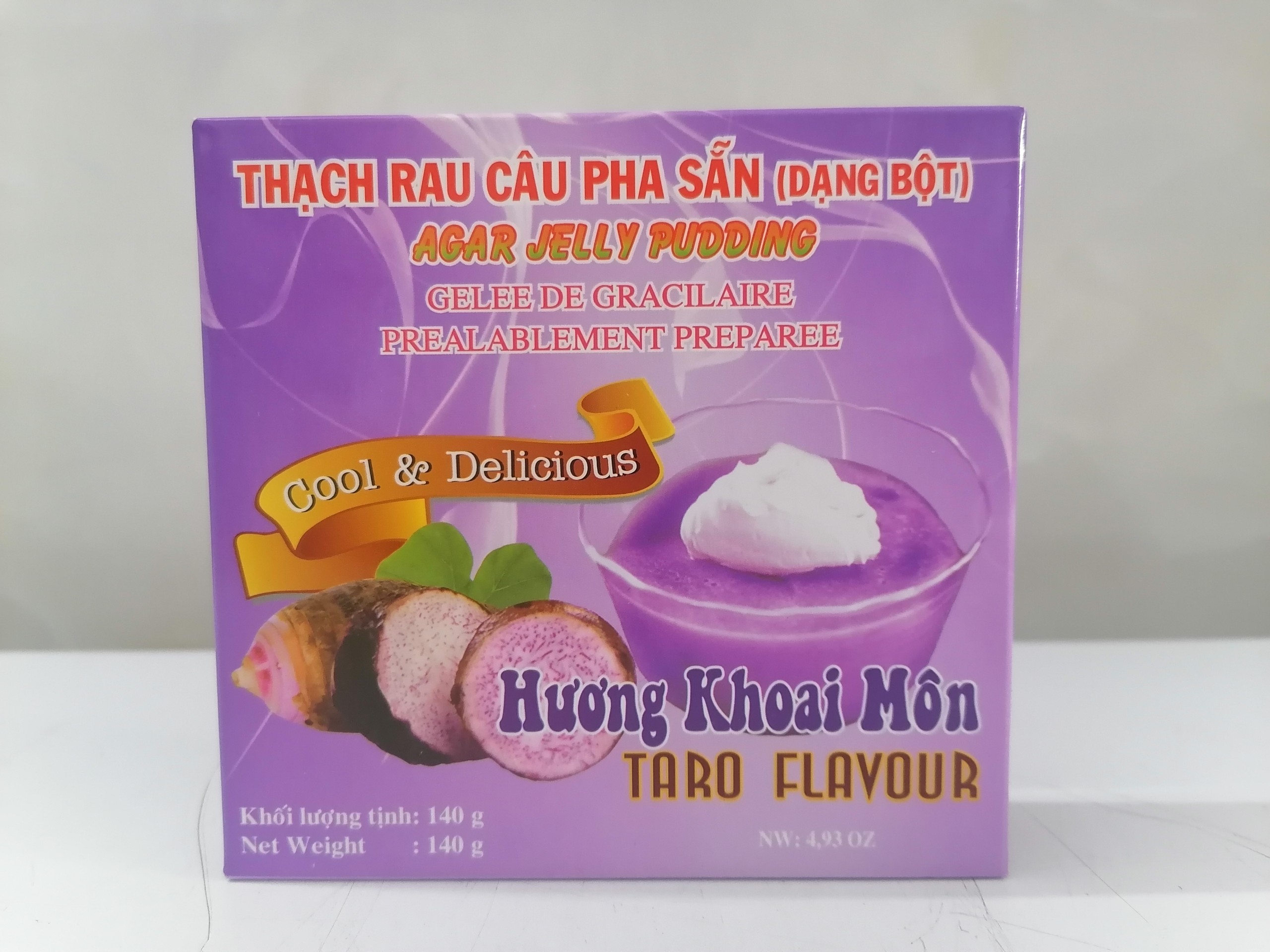 Hộp 140g KHOAI MÔN BỘT THẠCH RAU CÂU PHA SẴN VN 3K Agar Jelly Pudding Taro