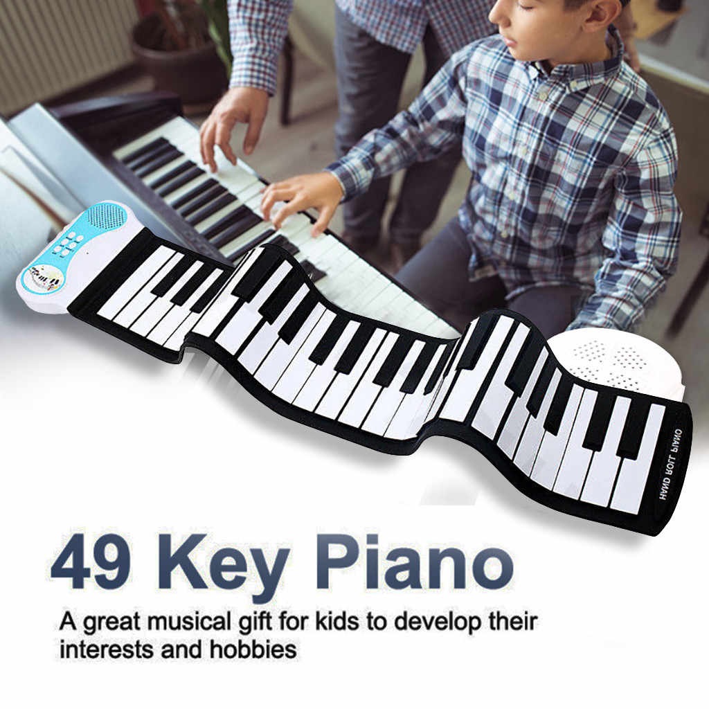 Đàn Piano Cuộn 49 Phím Soft Keyboard Piano Cho Trẻ Học Chơi Đàn Giúp Bé