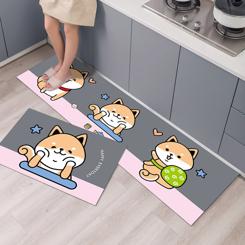 Bộ 2 Thảm Lau Chân 3D Nhà Bếp, Nhà Tắm Chống Trơn Trượt - Thảm Chùi Chân Trải Sàn Nhà Thấm Hút Nước
