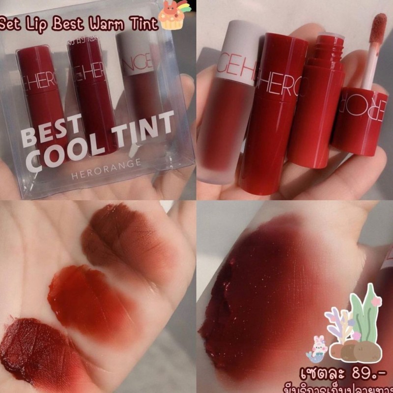 Set 3 Cây Son Kem Lì Heorange Best Cool & Warm Tint Nội Địa Trung