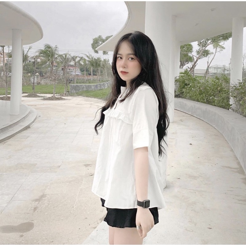 DOB - Áo babydoll phối bèo ngực A0920