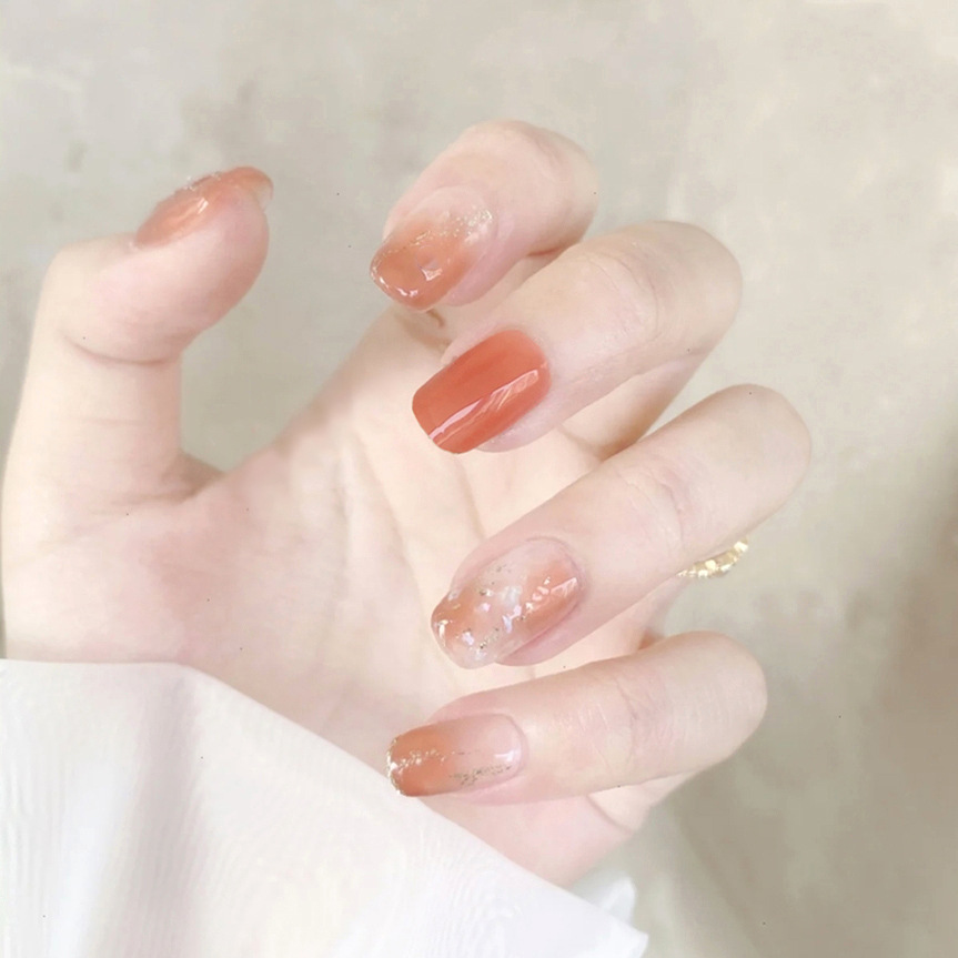 Set 24 Móng Tay Giả Trơn Màu Đỏ Lì