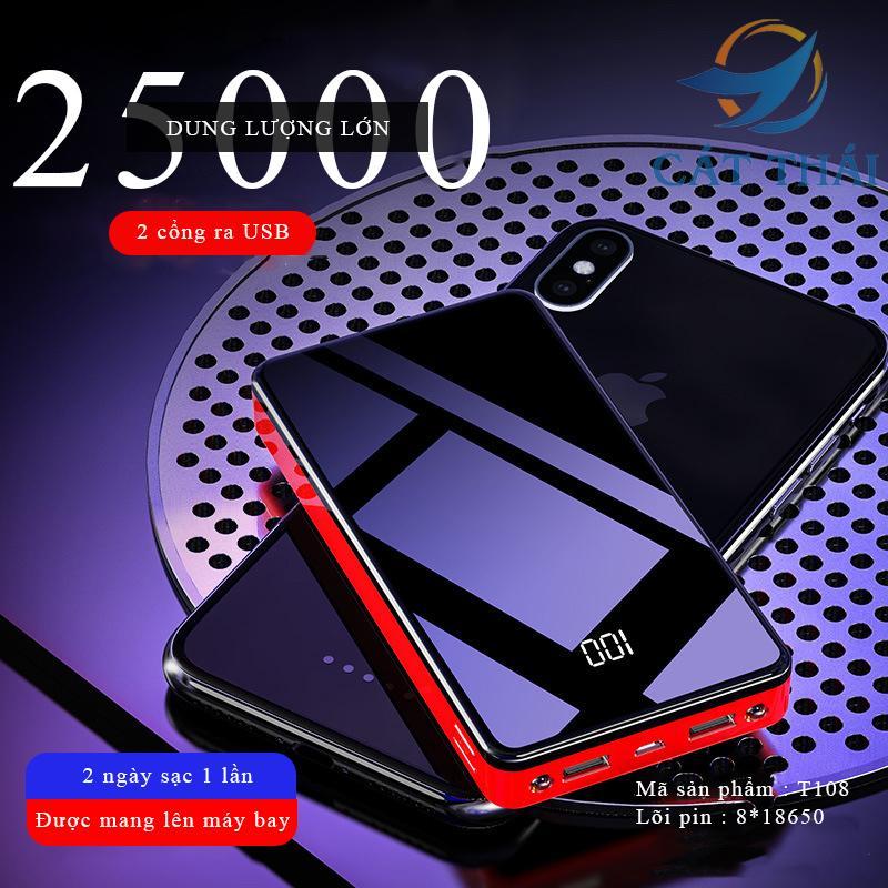 Giá Pin sạc dự phòng T108S 25000mAh Dung lượng lớn Sạc nhanh 2 cổng USB kèm 2 đèn pin