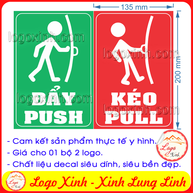 BỘ 2 LOGO STICKER TEM ĐẨY VÀO- KÉO RA DÁN CỬA, PUSH PULL GẮN CỬA, BIỂN KÉO ĐẨY DÙNG CHO NHÀ CỬA, CÔNG TY, HÀNG QUÁN....