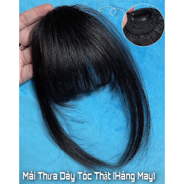 tóc thậtt mái thưa dày có bát 2 bên dày- hàng trong khung