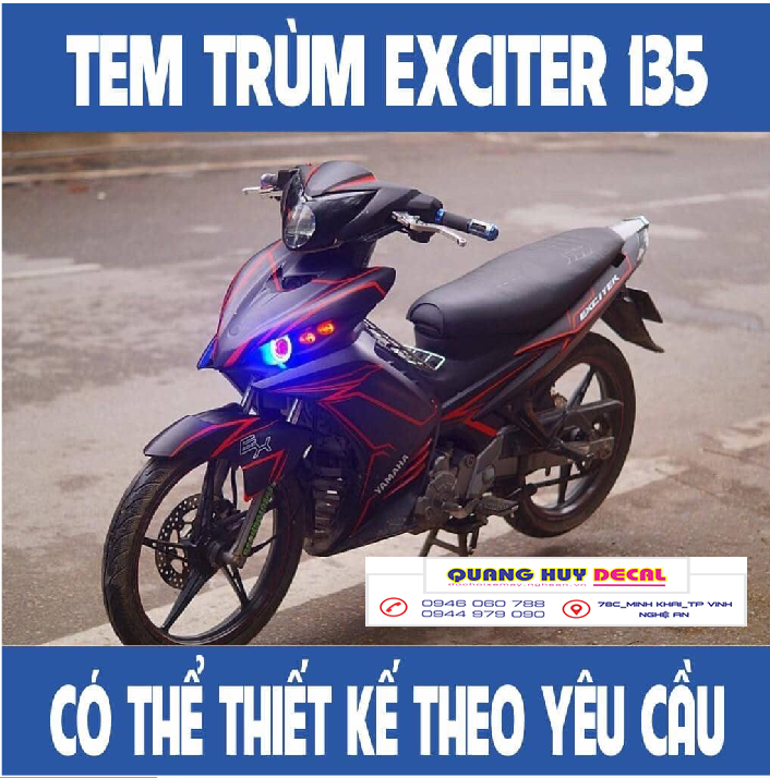 Tem trùm exciter 135 đen chỉ đỏ, tem exciter 135, team trùm exciter 135, tem xe exciter 135, team trùm ex 135, team xe exciter 135 đen chỉ đỏ