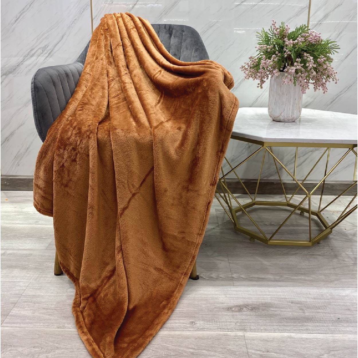 Mền tuyết Nin House siêu mềm mịn màu vàng nâu - Terracotta