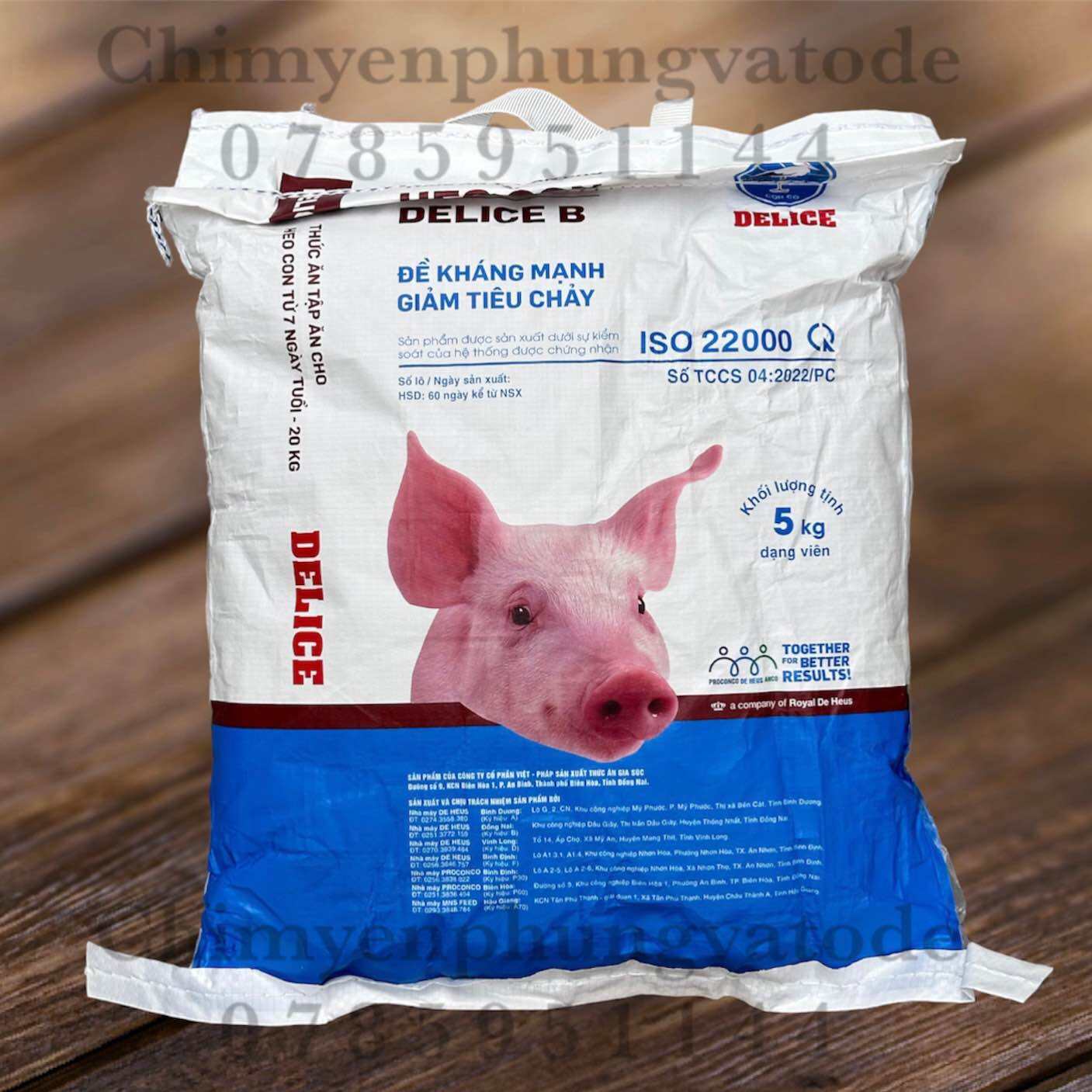 DELICE B túi 5kg [mẫu mới] - Thức ăn tập ăn cho Heo con từ 7 ngày tuổi-20kg, đề kháng mạnh.