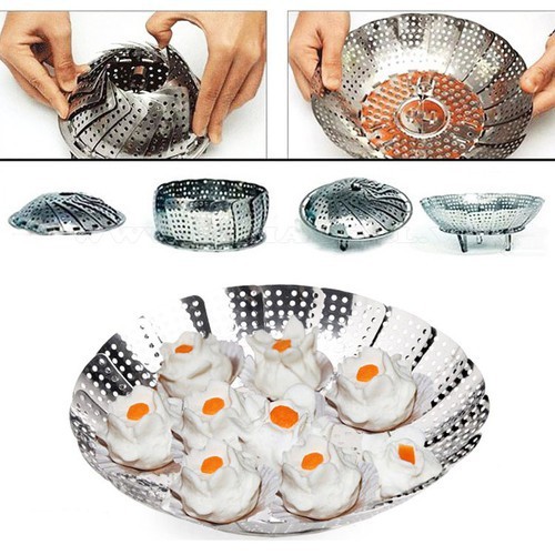 [HCM]VỈ HẤP CÁCH THỦY INOX GẤP GỌN TIỆN DỤNG - DỤNG CỤ HẤP