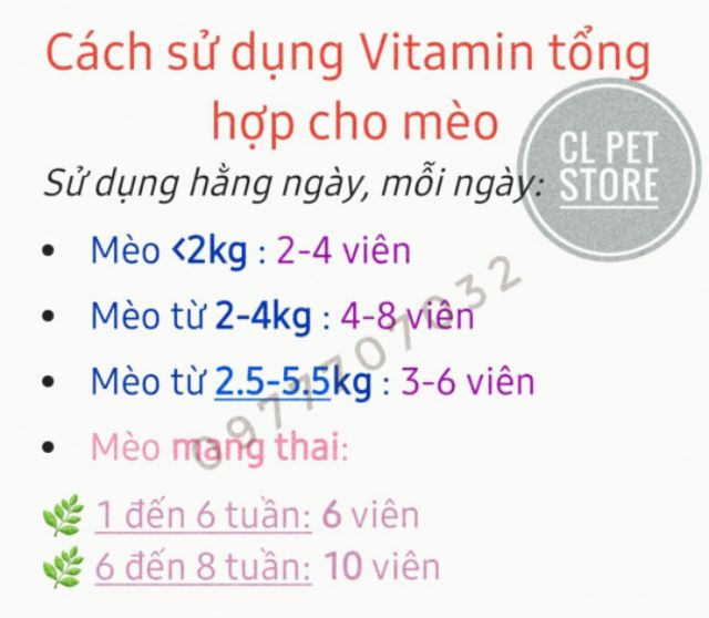 Vitamin tổng hợp cho mèo