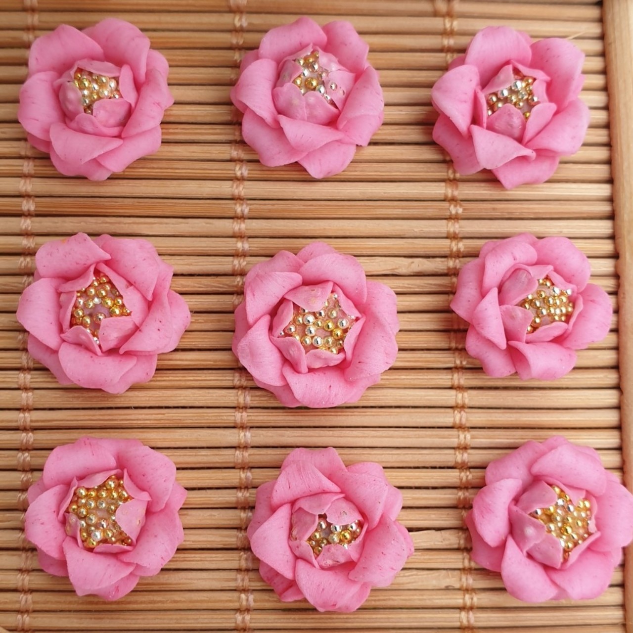 Hoa hồng bi - Hoa bột đính móng 10HB BYH014