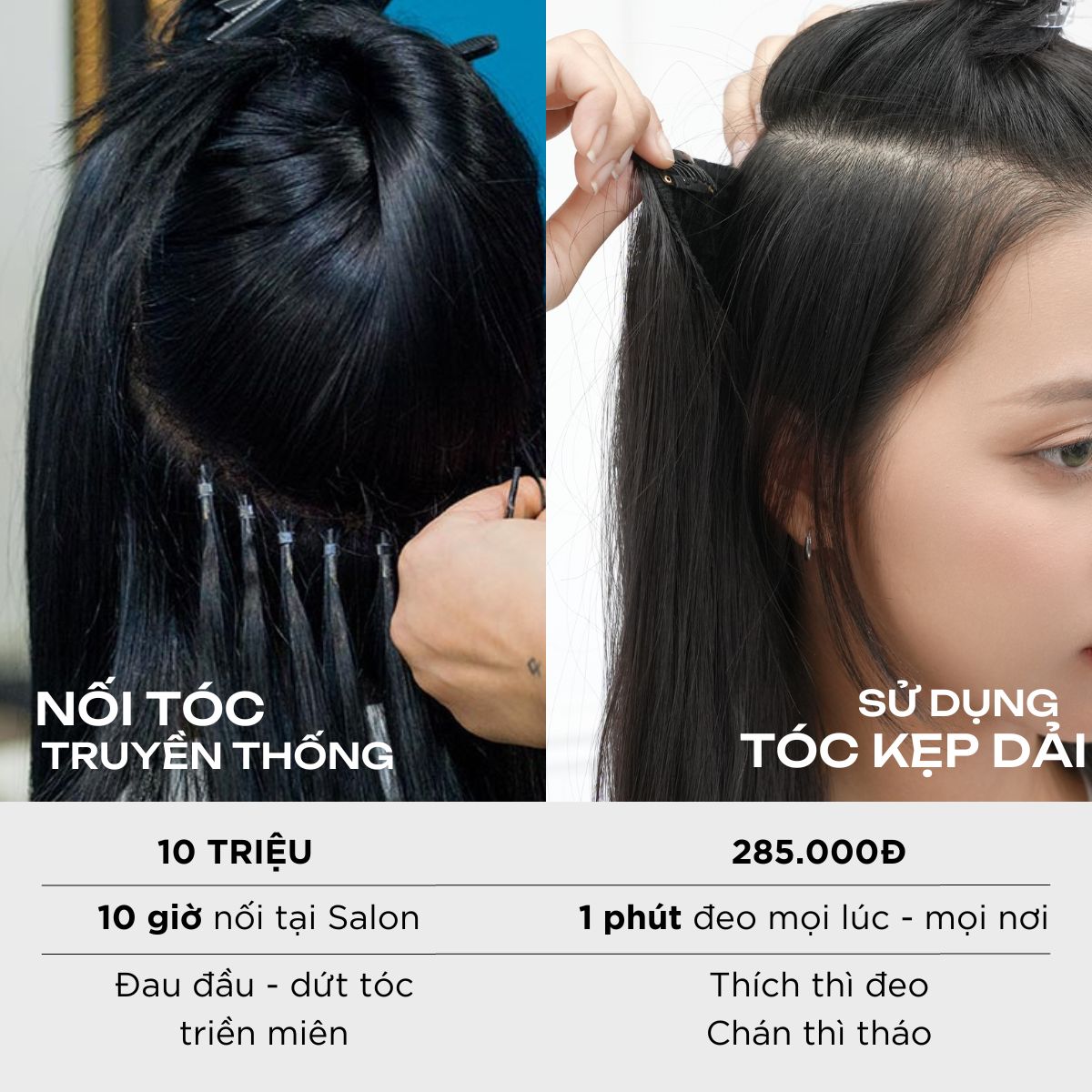 Tóc Kẹp Dải 3 Mảnh CAPELLI Dáng Thẳng
