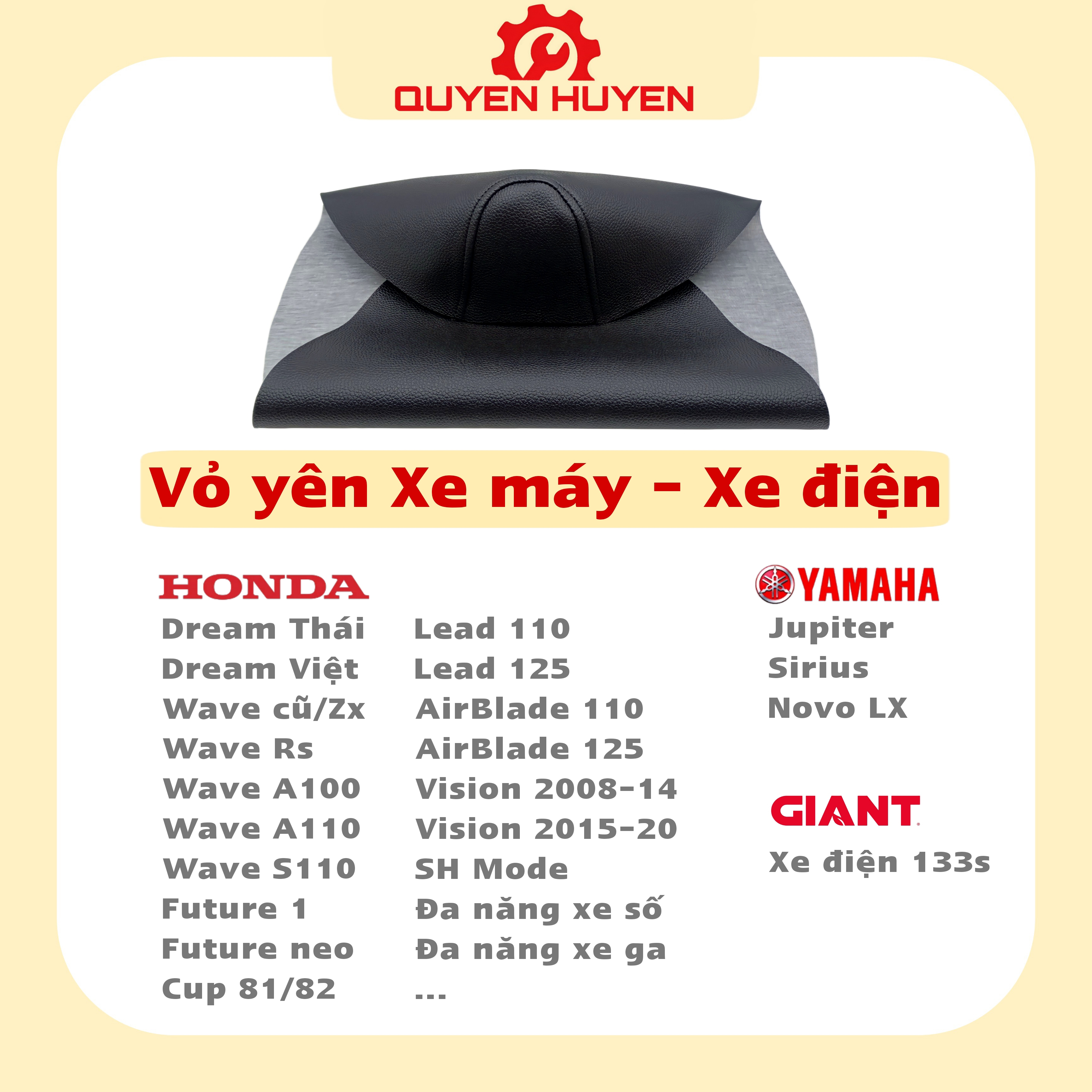 Vỏ yên cao cấp xe máy, xe điện - da yên đa năng xe honda, yamaha - dream, wave, future, cub, lead, airblade, lead, vision, sh, jupiter, novo lx, 133s, xmen