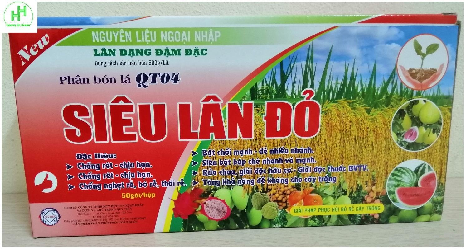 Hộp 50 Gói Phân Bón Lá QT04 Siêu Lân Đỏ, Siêu Ra Rễ Cực Mạnh, Chống Rét, Bật Chồi Mạnh Gói 20Ml