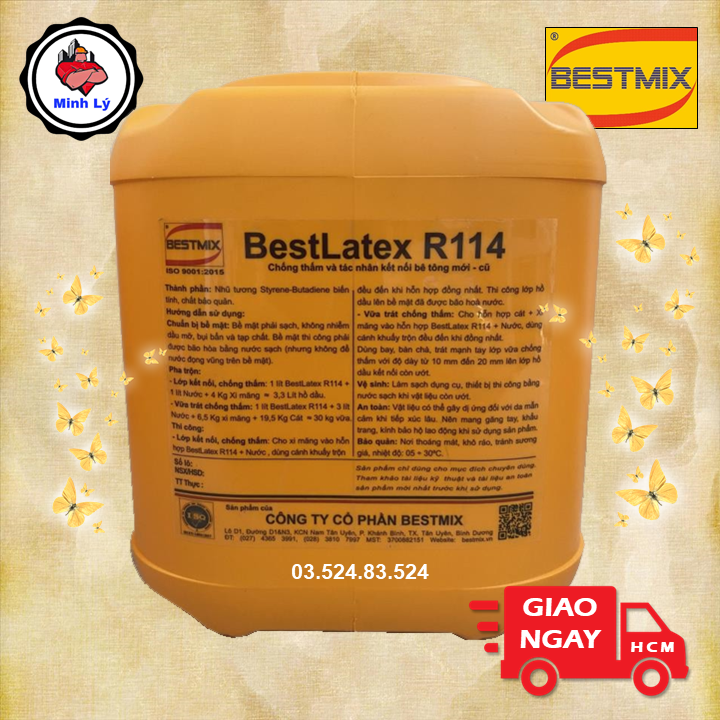 Can 5 lít phụ gia chống thấm bestlatex r114 và tác nhân kết nối cho vữa và bê tông bestmix