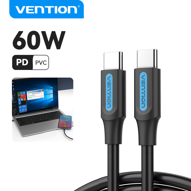 Vention USB C Cable Type C To Type C Fast Charging Date Cable Type C Date Cable Type C PD 60W QC 4.0 Fast Charge Cable For Macbook iPad Switch Samsung HuaWei XiaoMi Type C Fast Charging Date Cable