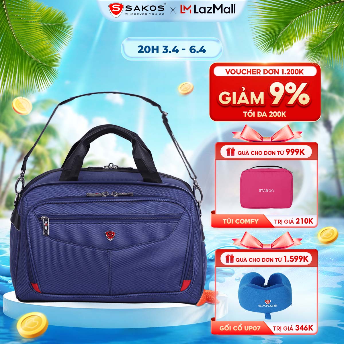 Túi du lịch SAKOS TRAVELLER - Thiết kế hiện đại, Đa tiện ích – Chuẩn tính năng