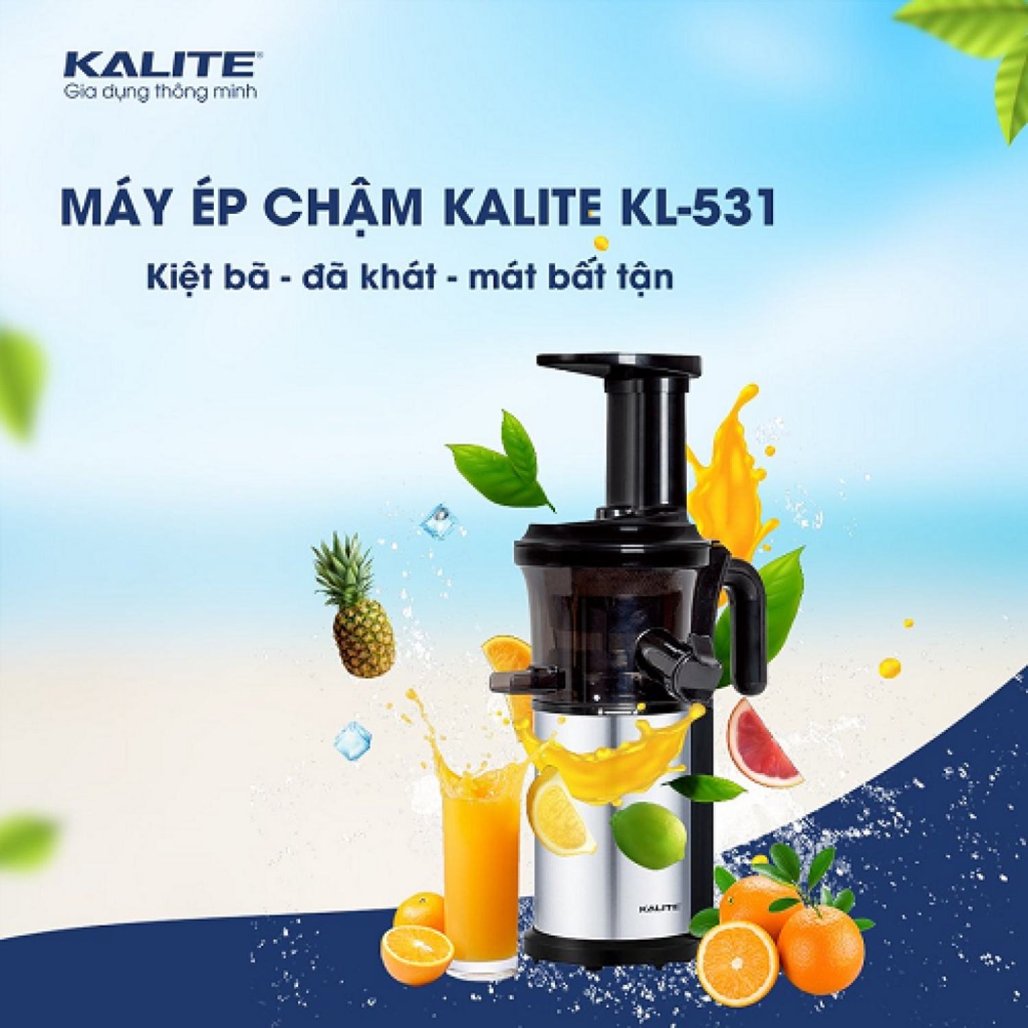 Máy ép chậm Kalite KL531, công suất 200W, thân máy phủ inox 304