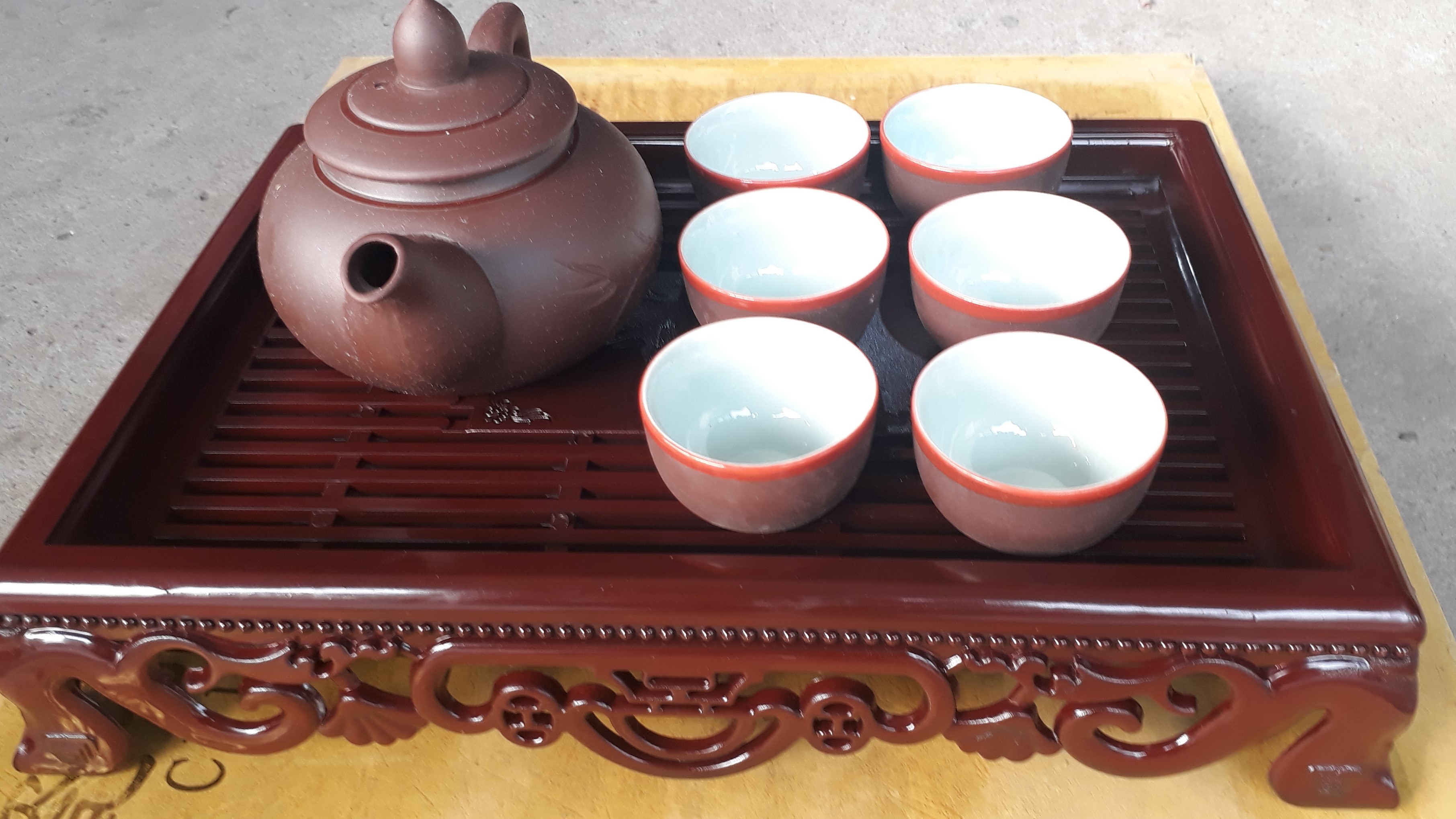 Khay trà giả gỗ cao cấp 30x20cm