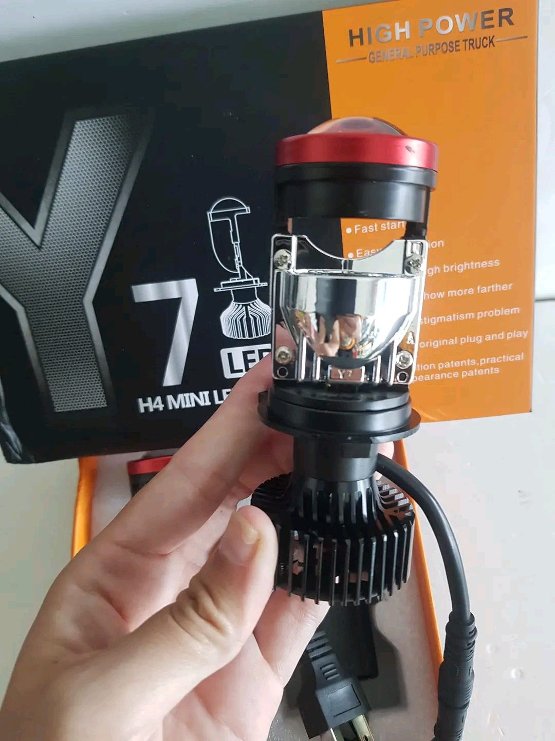 Led bi cầu mini led y7 lắp oto - xe máy, cs 45w/bóng, chân h4 siêu sáng, siêu bền