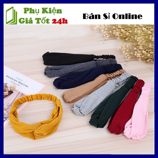 [HCM]⚡ Băng Đô Vải Nhung Thời Trang Style Sang Chảnh - Băng Đô Turban Vải Mềm Sọc Chìm Đồng Màu Kiểu Dáng Hàn Quốc ⚡