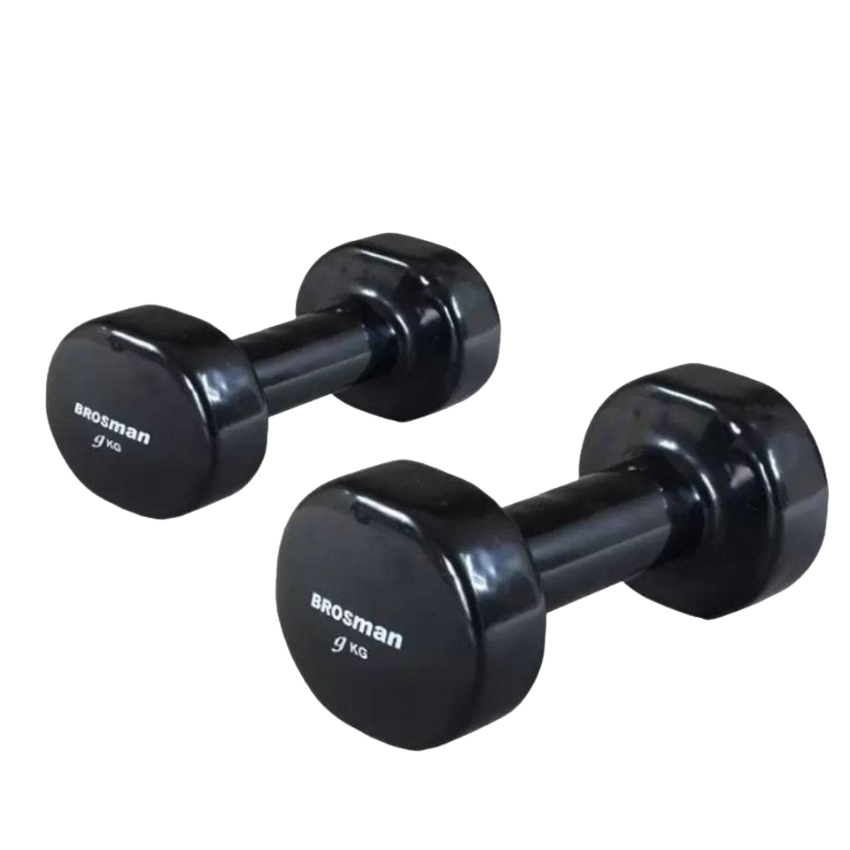 Tạ tay 9kg Brosman nhập khẩu (Bộ 2 cái tạ sắt 9kg màu đen)
