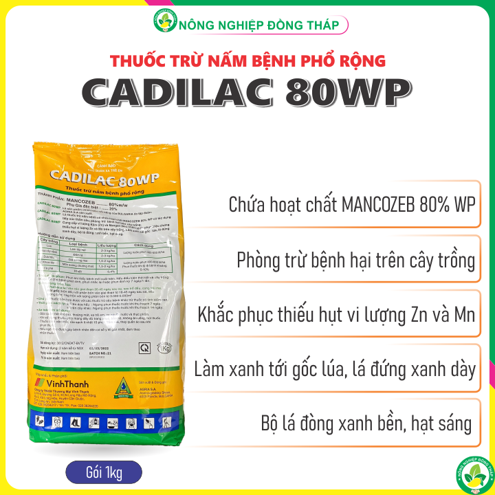 Thuốc trừ nấm bệnh phổ rộng cadilac 80wp