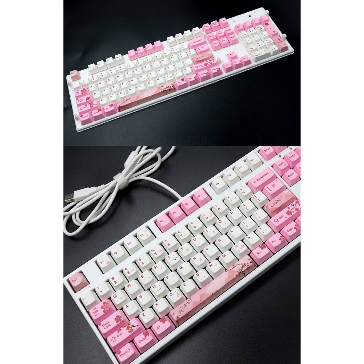 Set Keycap PBT fullsize TKL - bộ nút bàn phím cơ carbon sakura dolch
