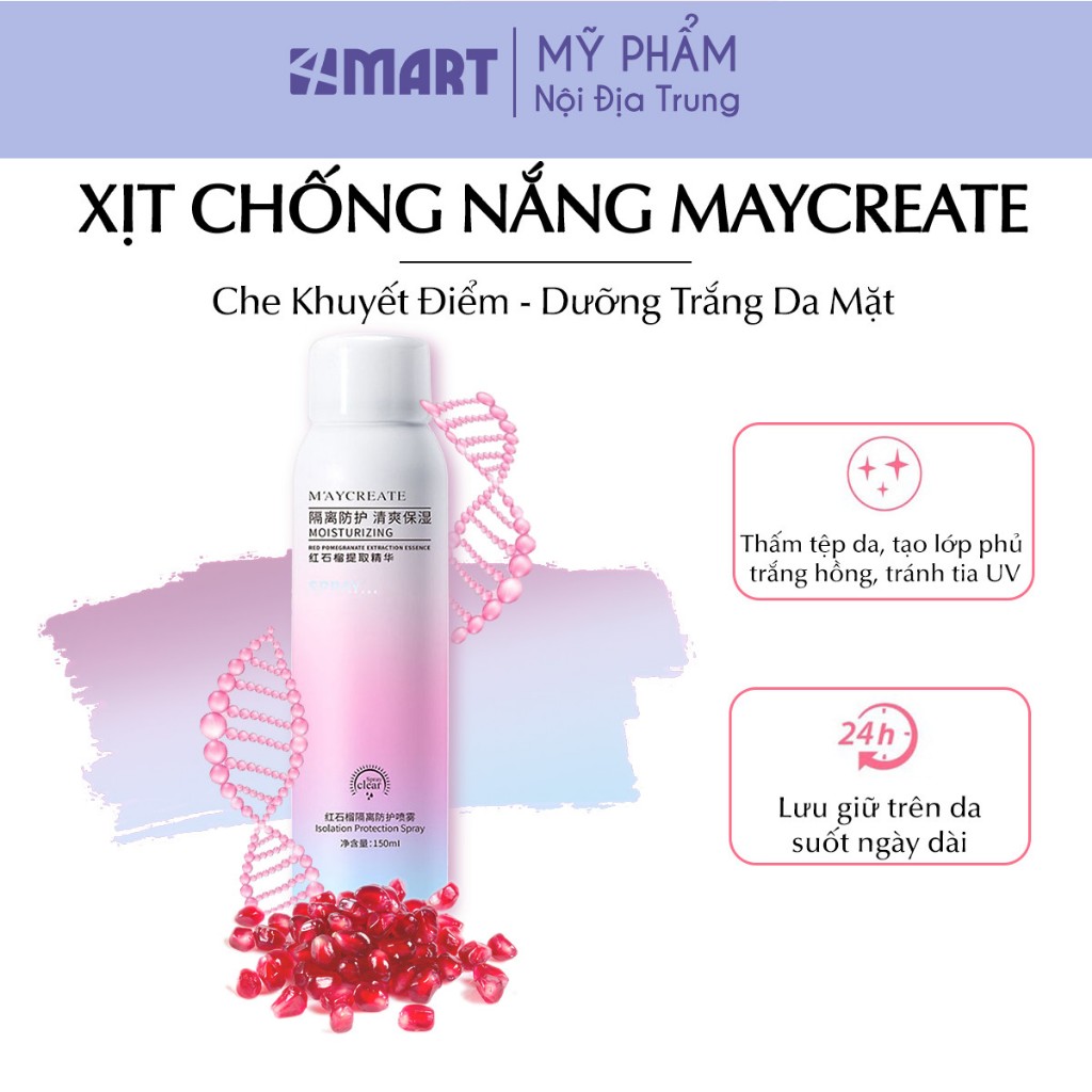 Maycreate sunscreen moisturizing mineral spray 150ml, Makeup spray bottle, Concealer support, Facial whitening. BDY-CHNAG