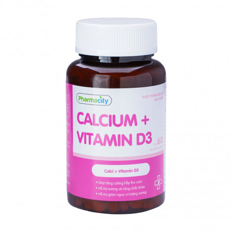 Viên uống Pharmacity Calcium và Vitamin D3 hỗ trợ xương và răng chắc khỏe (Chai 60 viên)