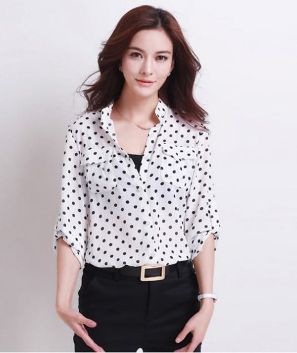 [4.4 Hoàn tiền 15%][HCM]SƠ MI CHẤM BI PHỐI TÚI CÁ TÍNH - AO005