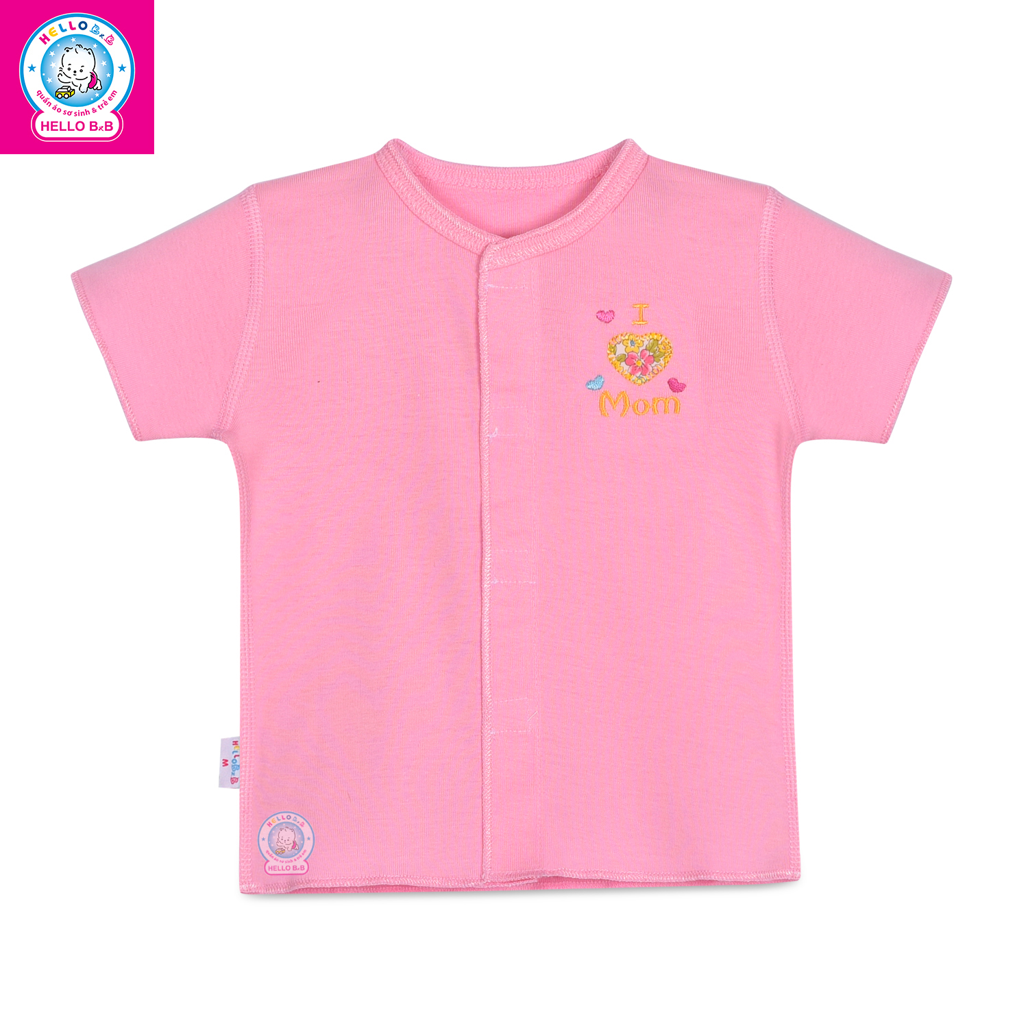 Áo sơ sinh cổ tim màu tay ngắn AL0416- Hello B&B