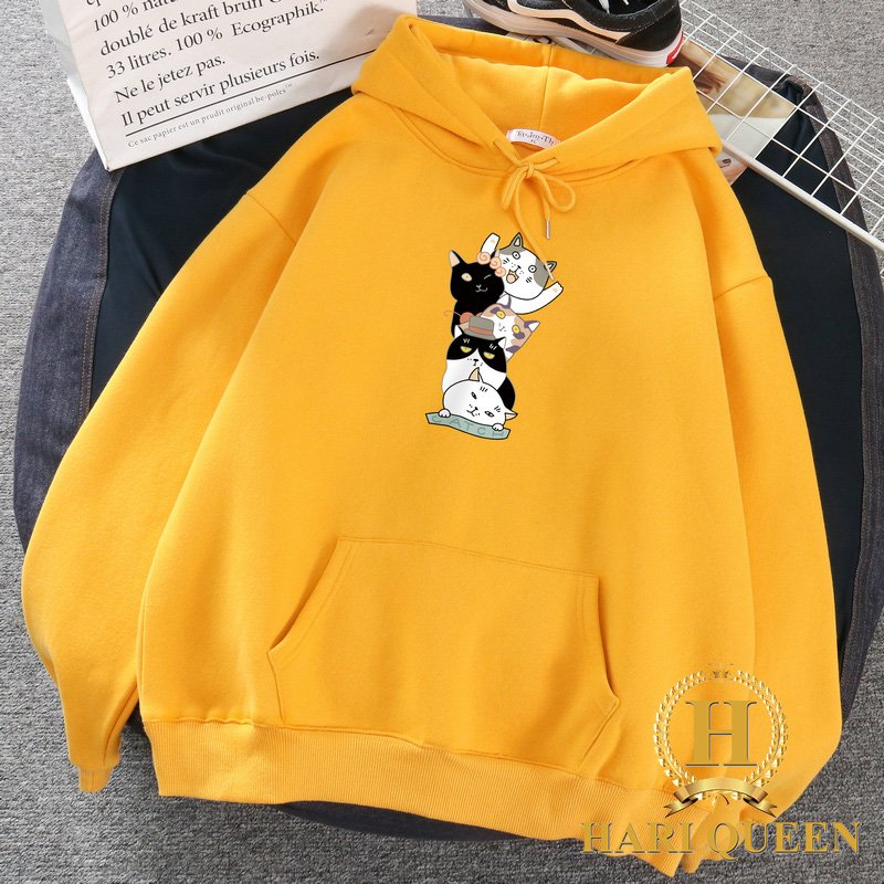 Áo hoodie 5 mèo in dọc HARI1020