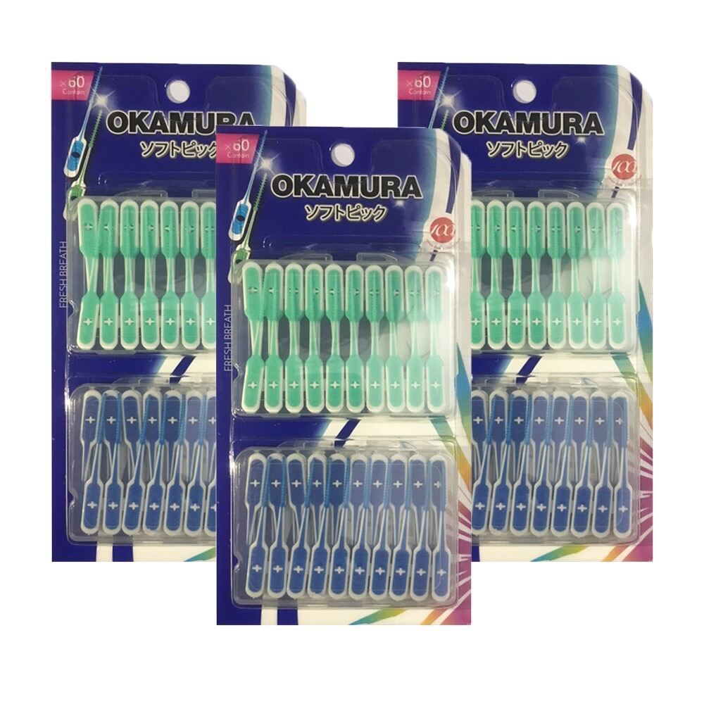 [HCM]Tăm xỉa răng silicon siêu mềm Okamura vĩ 60 cây
