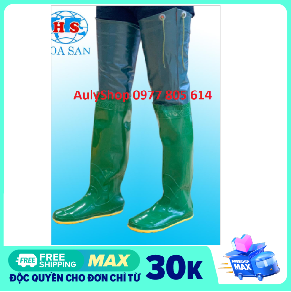 Ủng dài lội nước 2 lớp Hoa San size 36-43 đế vàng cứng, ủng đùi, ủng bảo hộ lao động, ủng cao su chống nước