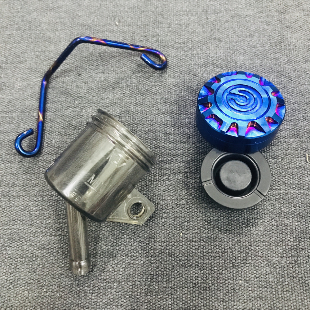 COMBO bình dầu thắng dĩa trước xe máy nắp INOX và pass bình dầu cọng chỉ (nắp xi titan)