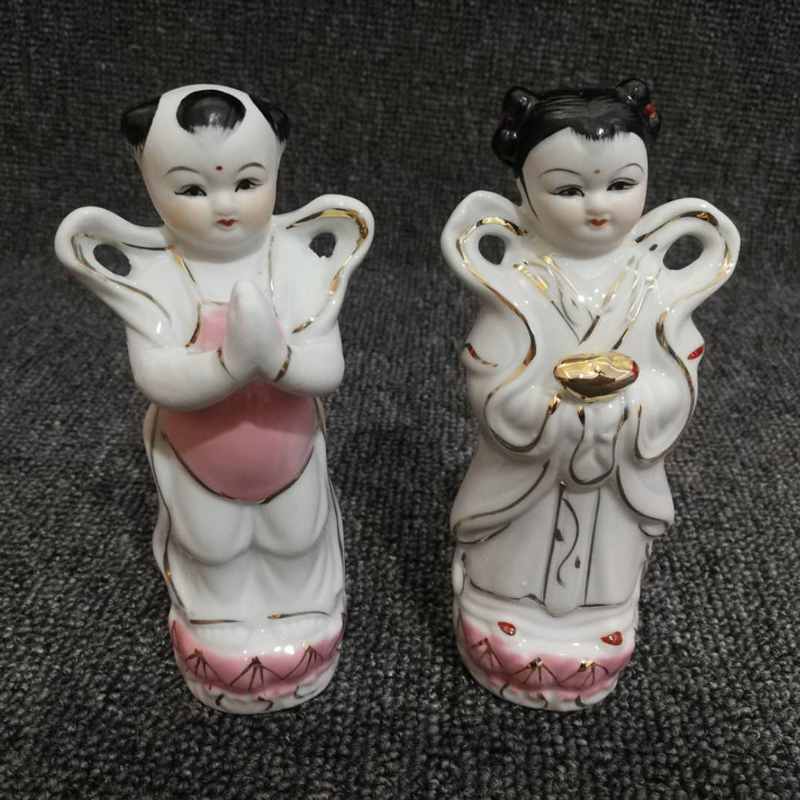 Đồ trang trí bằng gốm sứ golden boy jade girl đồ thủ công mỹ nghệ boy boy tượng phật boy tượng phật bằng vàng lễ hội