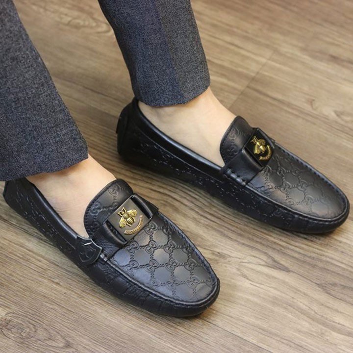 Giầy lười da sần ong vàng nam