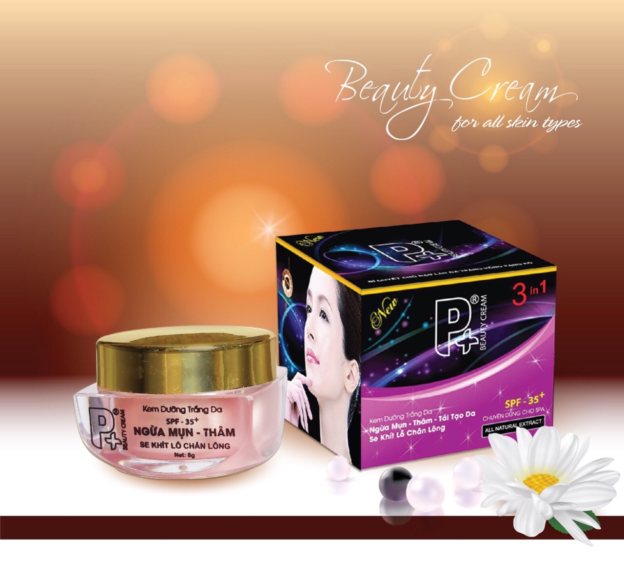 Kem P+Dưỡng Trắng Da Ngừa Mụn 8g