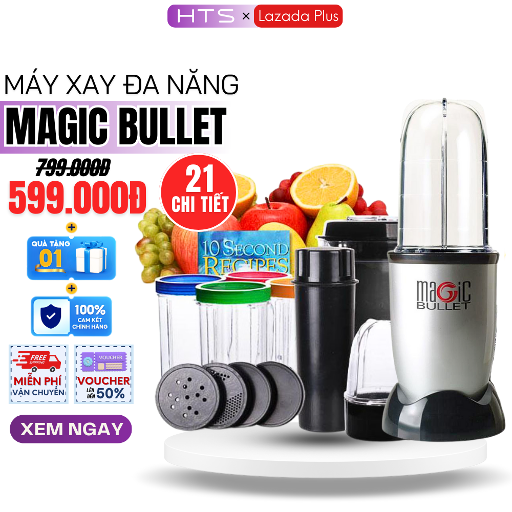 Máy Xay Sinh Tố MAGIC Bullet Cao Cấp 21 Chi Tiết, Máy Xay Đa Năng Tặng Kèm Cốc Uống Cao Cấp, Độ Ồn Thấp, Chống Trào Tuyệt Đối, Lưỡi Dao Inox 304 Cao Cấp Xay Nhanh Khỏe, Xay Thịt, Xay Cá, Nghiền Bột, Máy Nóng Tự Ngắt, Dùng Bền, Phù Hợp Cho Gia Đình