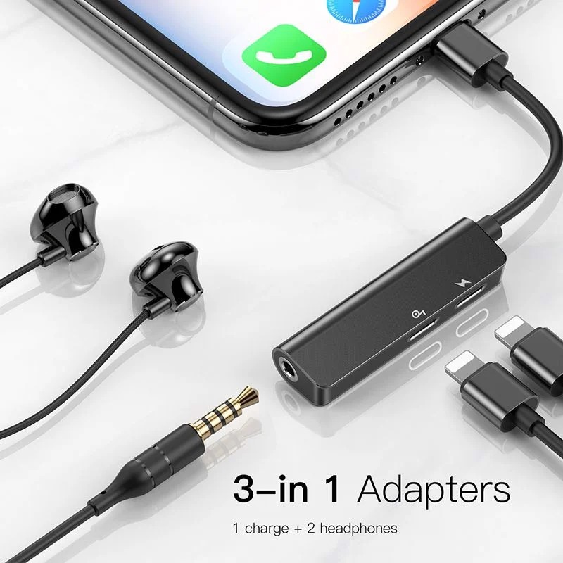 Cáp chuyển đổi Lightning ra 2 Lightning + Audio 3.5mm Baseus L52