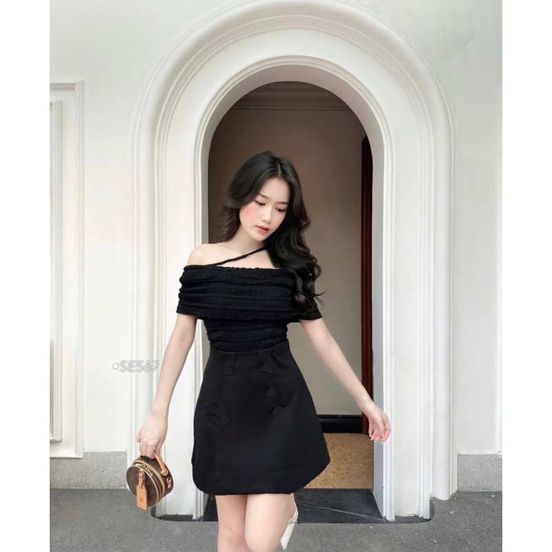 SÉT ÁO TRỄ VAI + CHÂN VÁY 2 MÀU