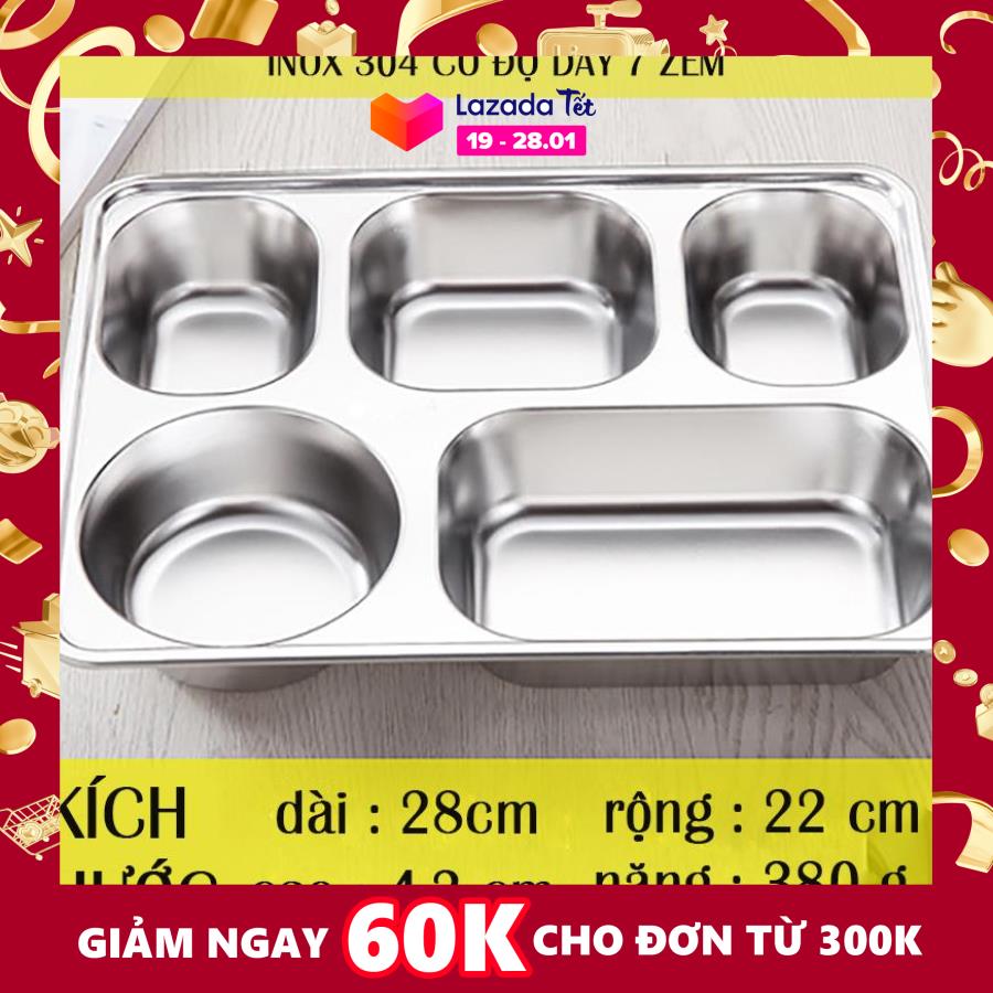 Bộ khay cơm phần 5 ngăn sâu inox