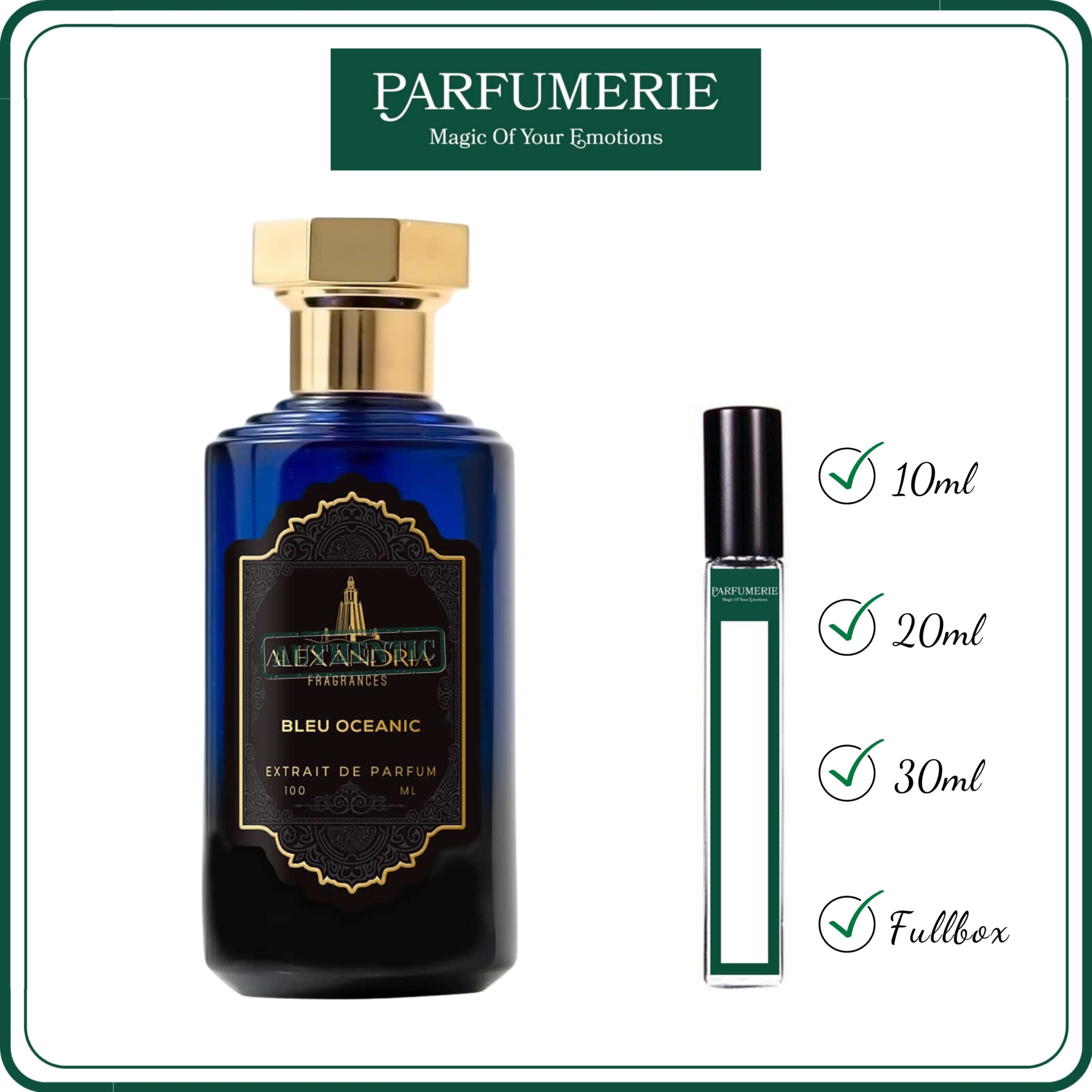 Nước hoa chiết Bleu Oceanic Extrait De Parfum; nước hoa unisex hương thơm tươi mới, hiện đại và sảng khoái