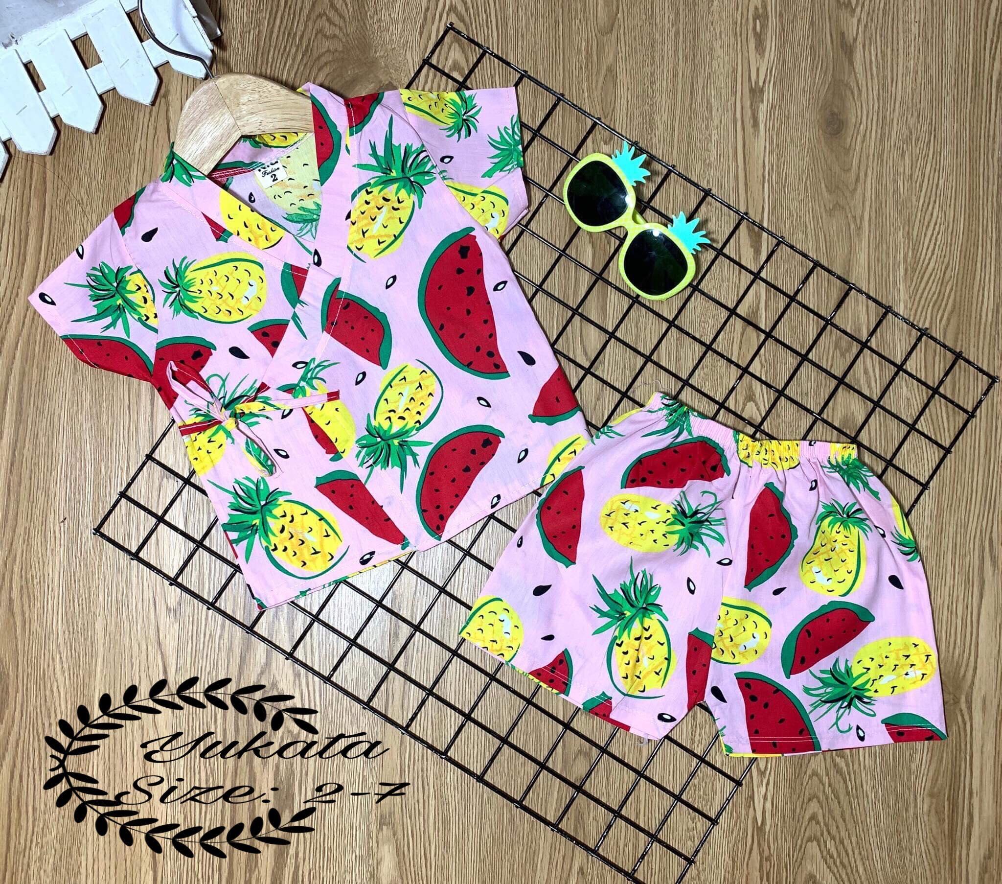 [HCM]Bộ yukata cộc tay đáng yêu cho bé trai/bé gái -Chất kate Thái- Pijama kiểu Nhật size 2-7-đồ pijama cho bé