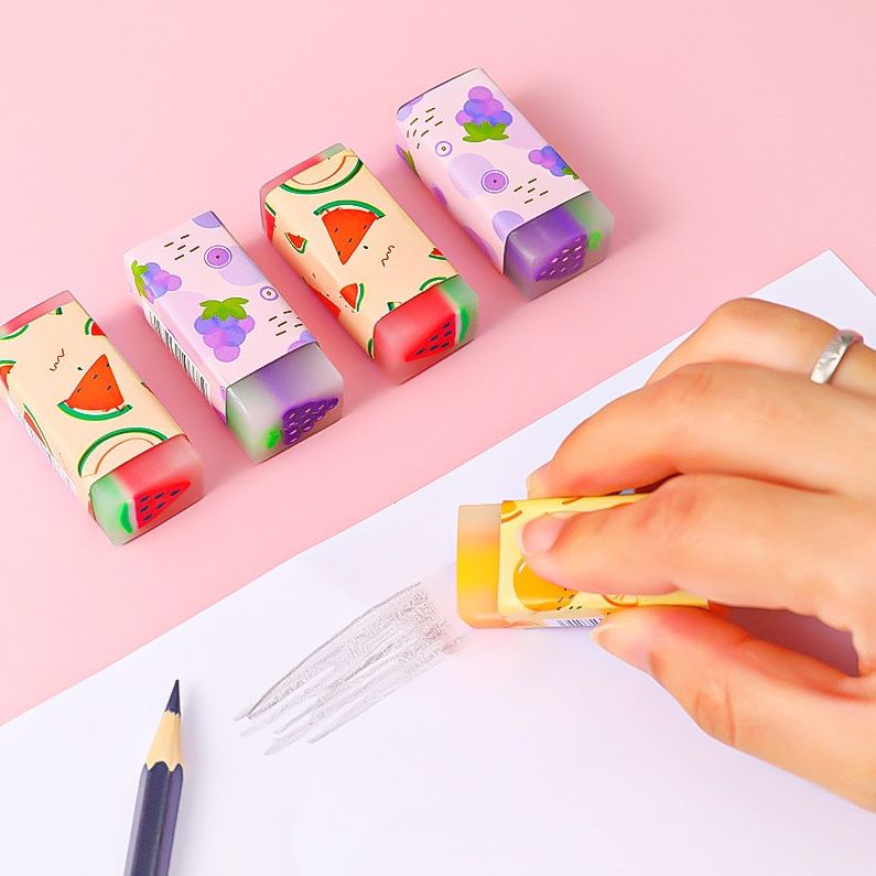 Lốc gồm 36 viên gôm tẩy bút chì trái cây xinh xinh