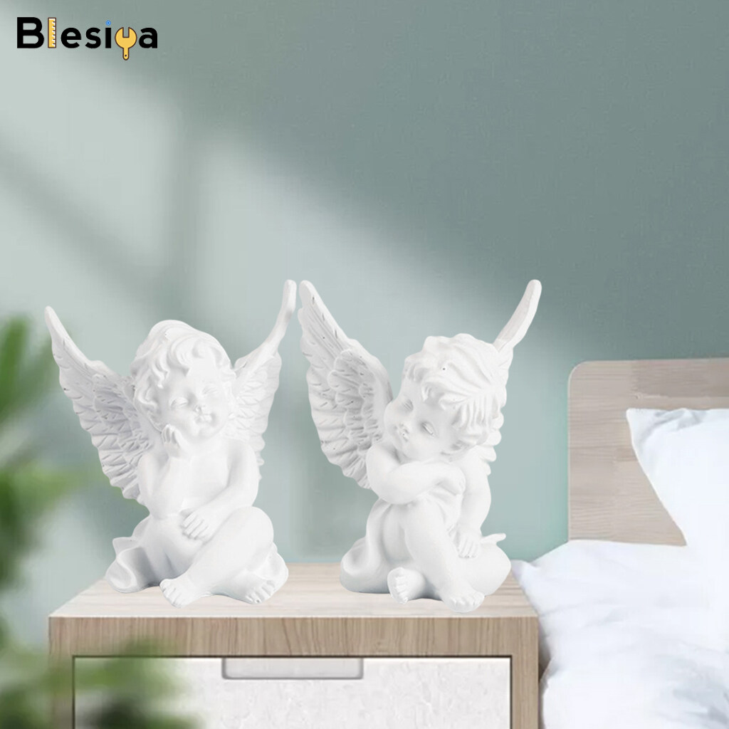 Blesiya 2 bức tượng thần cupid, mặt bàn cherub trang trí nhà, vườn trang trí