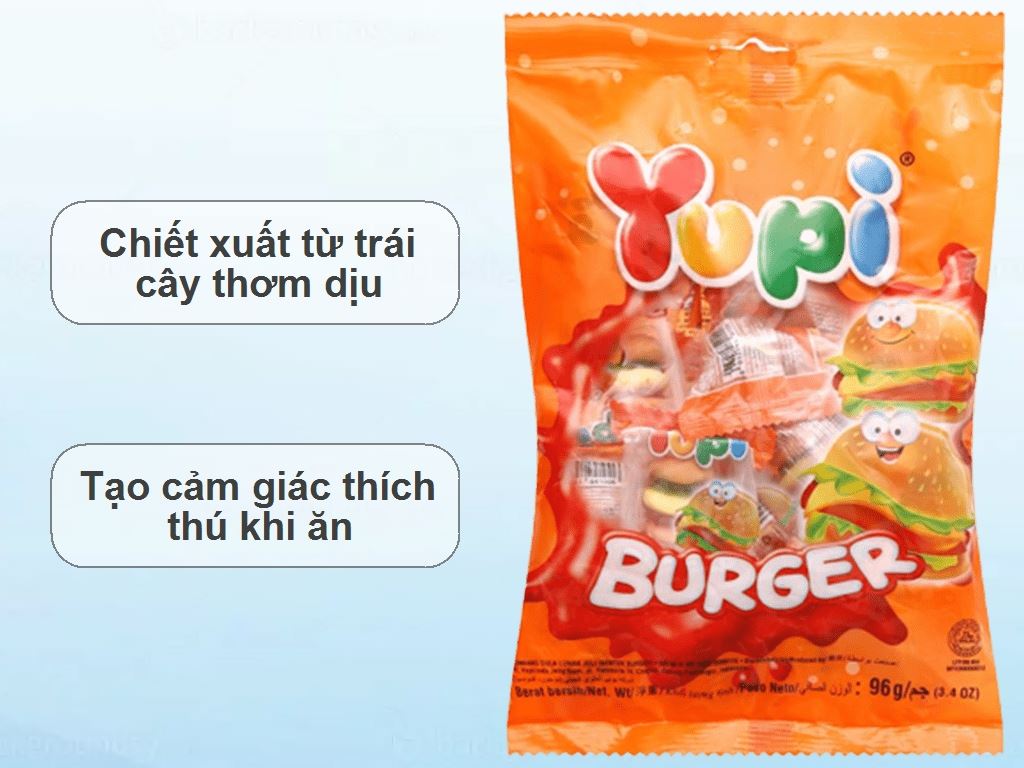 Kẹo dẻo Yupi Burger gói 96g