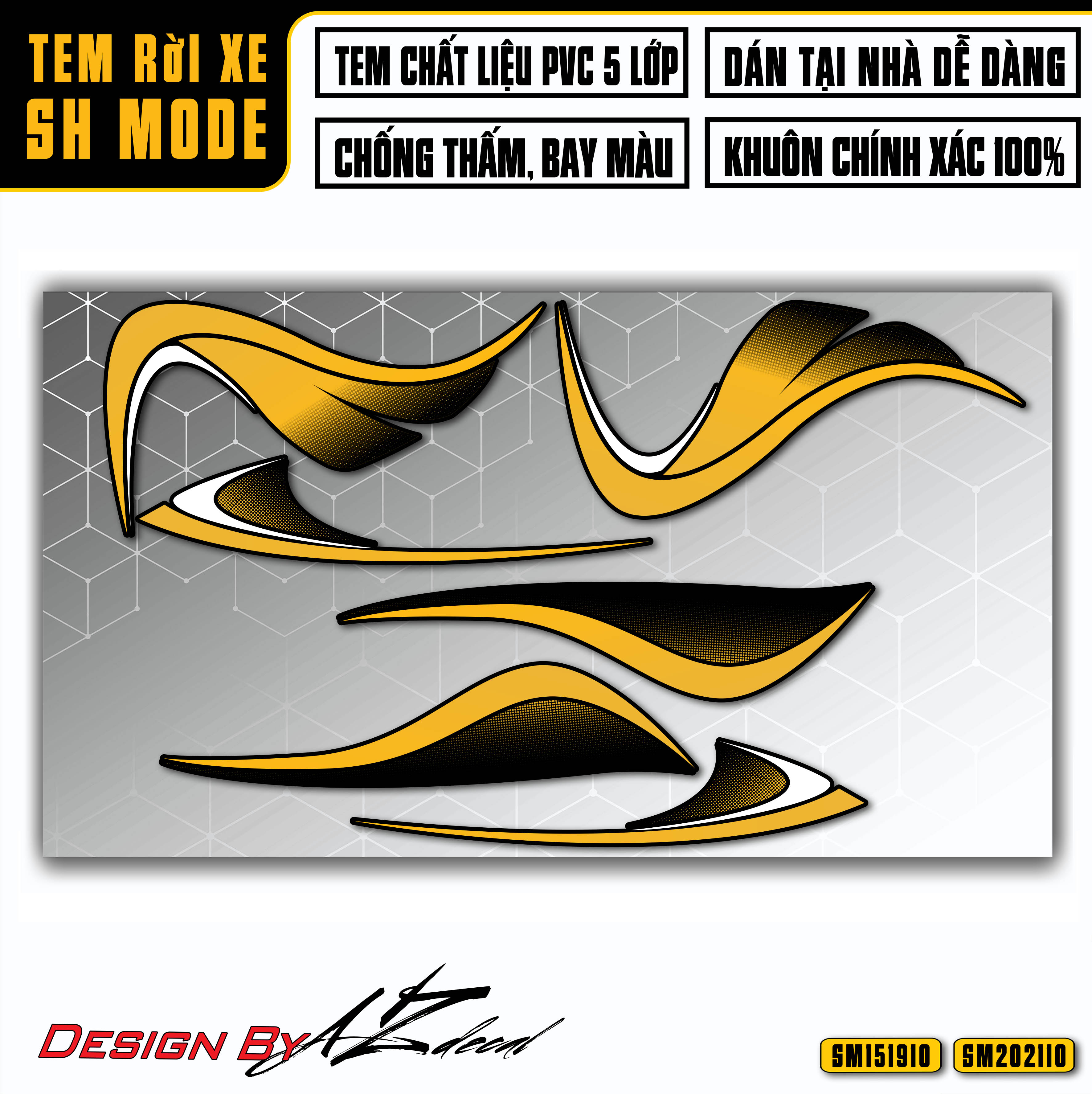 Tem Rời Xe SH Mode Đẹp Mẫu Tem Chỉ Mềm Mại | SM10 | Decal Chế SH Mode Nữ Chống Nước, Chống Phai Màu, Dễ Dán - Azdecal